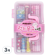 모쿠쿠 럭키 문구세트, 핑크, 3개