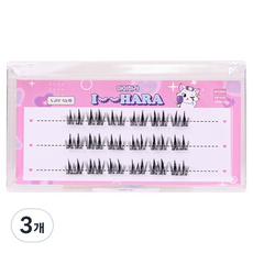 IHara 橫向3排免膠水雙層假睫毛, 黑色, 3個