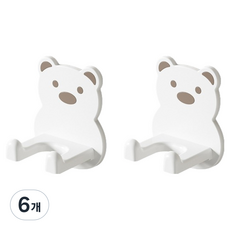 셀리빙 무타공 곰돌이 드라이기걸이, 화이트베어, 6개