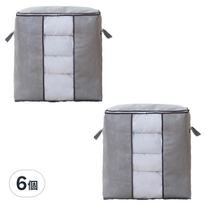 小麥購物 大容量棉被衣物收納袋 豎款 L2360, 灰色, 6個
