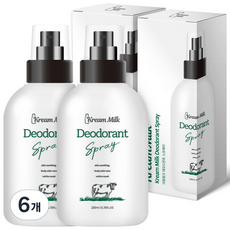 크림밀크 스프레이 화이트머스크향 데오드란트, 200ml, 6개