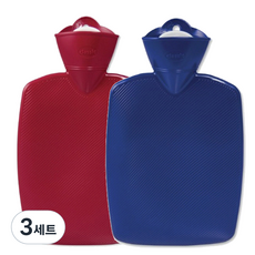 휴고프로쉬 보온 물주머니 핫팩 표준형 클래식 노커버 1.8L 레드 + 블루, 3세트
