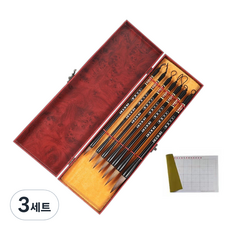 코히모 서예 붓 7종 + 물로 쓰는 화선지 2p 세트 4W062, 3세트, 0.4 x 24.3 cm, 0.5 x 25.5cm, 0.6 x 26 cm, 0.8 x 26.3 cm, 0.8 x 26.6 cm, 0.9 x 27 cm, 1.1 x 28 cm