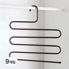 데일리프렌즈 논슬립 S형 바지걸이 5단, 브라운, 9개입