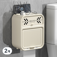 POCOI 風格抽屜式浴室衛生紙架, 2個, 淺米色