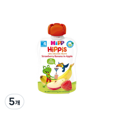힙 이유식, 혼합맛(스트로베리/바나나/애플), 100g, 5개