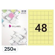 디에스라벨 컬러라벨 연노랑 레이저잉크젯 6 x 8 DY3048, 48칸, 250개