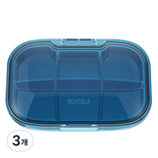 클리어 휴대용 알약 비타민 영얀제 필 케이스 약통 6칸 블루, 3개