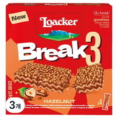Loacker 萊佳哈斯 Break3 榛果巧克力威化點心棒 4入, 76g, 3個