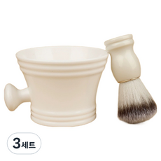 LOFT MARKET 起泡碗刮鬍刷理容工具組 白色 單一尺寸, 3套, 刮鬍刷 + 碗