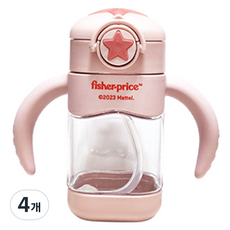 피셔프라이스 유아용 추 달린 사각 빨대컵, 280ml, 4개, 핑크