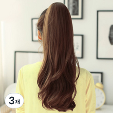 파티복닷컴 셋팅펌 포니테일 부분가발 랜덤발송, 골드 브라운, 3개