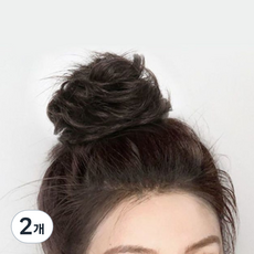 NalliSisters 髮片 綁式 接髮 局部假髮, 棕色 黑色 髮圈, 2個