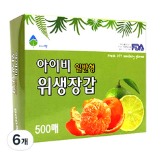 이니팩 아이비 일반형 위생장갑 500매, 6개