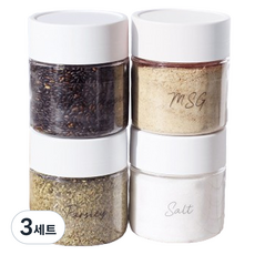 KAZT 字母調味罐 白色 4入 + 貼紙 15入 組, 3套
