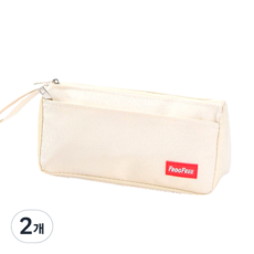 特別商店 國高中生大容量 FROG FREE 帆布鉛筆盒 收納包, 米色, 2個