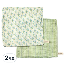 Linen'n Kitchen Modern House L 加厚4層家用紗布抹布 藍色 + 花朵紗布抹布, 2套