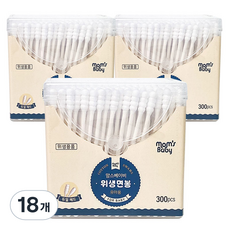 mom's baby 幼兒用螺旋棉花棒, 300支, 18盒