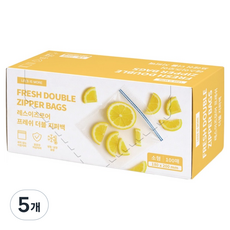 레스이즈모어 프레쉬 더블 지퍼백 18 x 20 cm, 소(S), 5개, 100개입