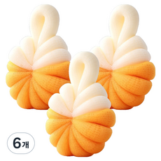 MARKETPIA 豐盈泡沫沐浴球 沐浴巾, 橘色, 6個, 1入
