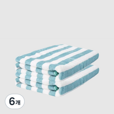 條紋海灘毛巾毛巾 浴巾 沐浴毛巾 玩水游泳 RKU-SSAC05 L, 6個, 綠色