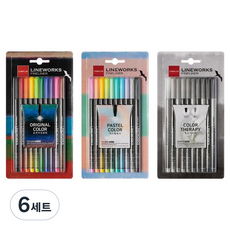 라인플러스 라인웍스 화인라이너 블리스터 0.3mm 10색 오리지날 + 파스텔 + 블랙 세트, 혼합색상, 6세트