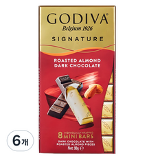 고디바 시그니쳐 로스티드 아몬드 다크 초콜렛 미니바, 90g, 6개