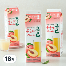 부산우유 복숭아쿨, 18개, 1개입, 930ml
