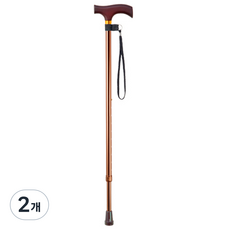이치고이치에 컬러 빅핸드 조절식 지팡이 OT-014, 브라운, 2개