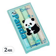 Olroom 護眼熊貓螢光筆4件組, 2套, 綠色