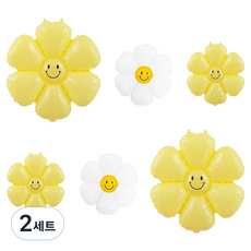 파티공구 데이지 스마일 꽃풍선 세트, 레몬, 2세트