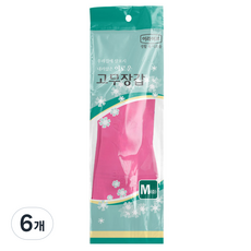 LOTTE 樂天 e.Life 橡膠手套, 粉紅色, 中(M), 6個