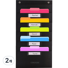 Cbucks 單5名標籤口袋壁掛式文件整理箱, 黑色, 2個
