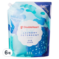 더블하트 유아용 섬유세제 리필, 2.1L, 6개