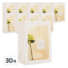 에스앤큐 깔끔한 꽃 선물 포장백 대, 화이트, 30개