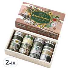 스티코니 기억의 페이지 시리즈 빈티지 마스킹 테이프 18롤 세트, 잎의 기록, 2세트