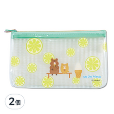 珠友文化 透明網格扁形筆袋, 一起吃冰, 2個