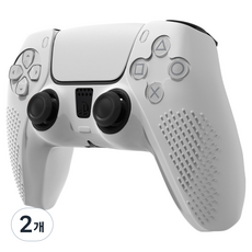 SPACE SHIELD Sony PlayStation PS5 DualSense 相容浮雕握把防滑矽膠保護套保護殼, 白色, 單一商品, 2個