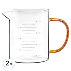 발룬피니 내열유리 컬러핸들 계량컵, 허니브라운, 2개, 350ml