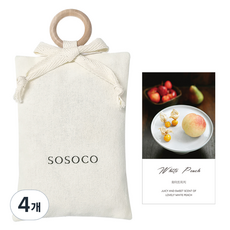 Sosoco 室內織物香氛包, 4個, 30g, 白桃