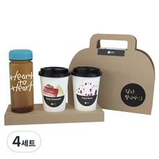 1AM 쥬뗌므 블랜딩 프리미엄 차세트, 크라프트 패키지 + 티백세트(테이크아웃잔 2p + 루비 캐모마일 3p + 트리플 베리 3p) + Heart to H 보틀 스티커 + 하늘뚜껑 보틀 + 감사합니다 패키지 스티커, 4세트