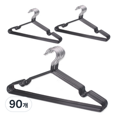 논슬립 PVC 코팅옷걸이, 블랙, 90개