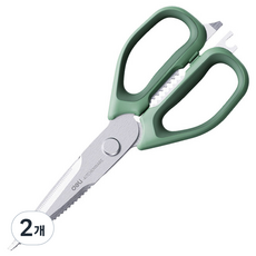 deLi 得力 多用途雙手不鏽鋼剪刀 大型 24cm TJ22, 2個, 綠色