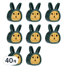 多用途兔子毛巾塞掛勾, 40個, 01 綠色