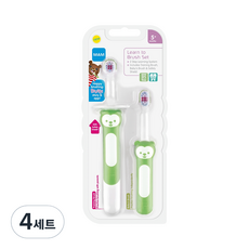 맘베이비 Learn to Brush 아기 이앓이 실리콘 칫솔 2종 세트, 그린, 2개입, 4세트