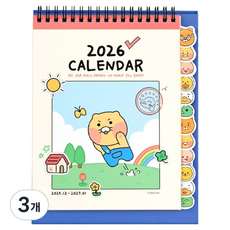 카카오프렌즈 에브리데이 2026년 인덱스 탁상 캘린더, 멀티, 3개