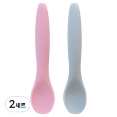茁壯成長 矽膠副食品湯匙 2件組, 蜜桃色, 灰色, 2套