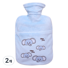 OveL 簡約熱敷袋 藍色花朵大象 M, 2個