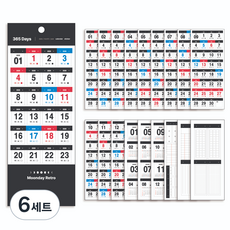 워너디스 365일 일력 스티커 18p 세트, 문데이 레트로, 6세트