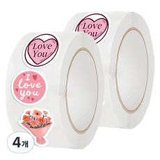 Potenkit 裝飾用造型膠帶 情人節 2.5cm 500p, 4個, 混合顏色